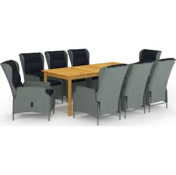 Zahradní sestava vidaXL 9dílný zahradní jídelní set [3067936] Barva: světle šedá