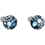 Stříbrné náušnice pecka s krystaly Swarovski modré kulaté 31336.3 blue style