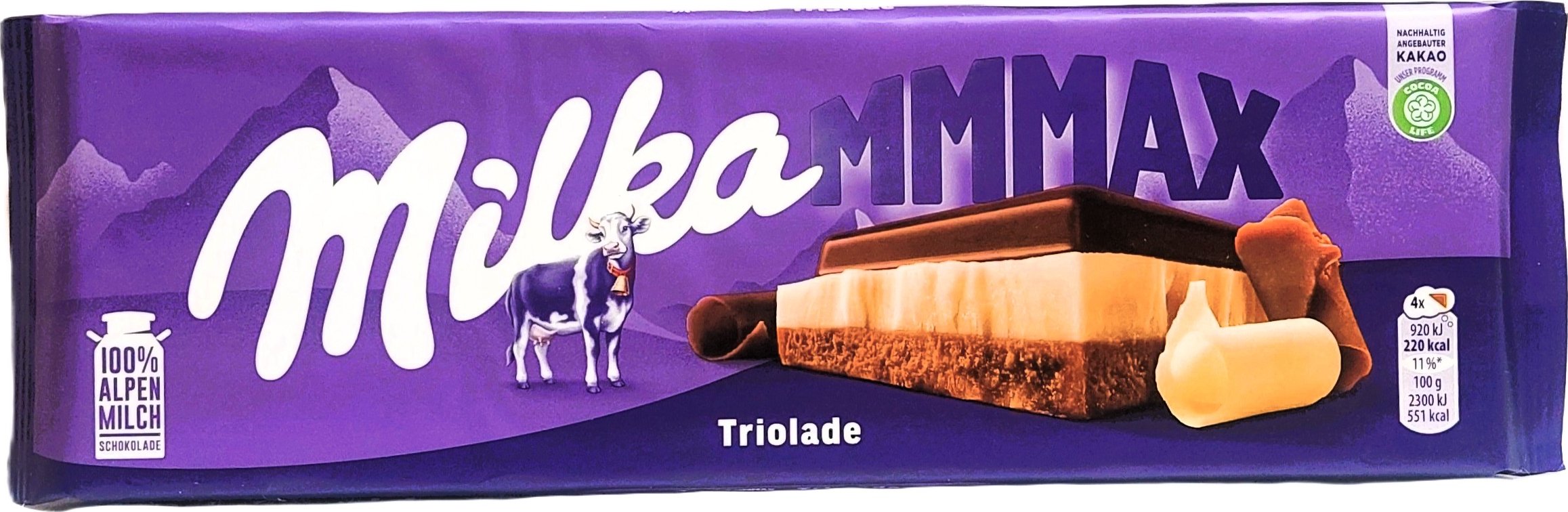 MILKA MMMAx Triolade - čokoláda z alpského mléka s bílou a hořkou čokoládou - 280g