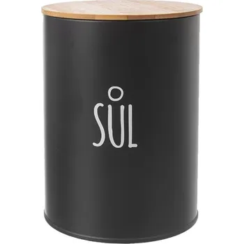 Dóza na potraviny Dóza plech/bambus černá na sůl ¤11cm ORION