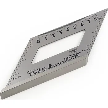 Úhloměr Ocelový úhelník SHINWA pro 45° s dorazem a stupnicí