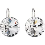 Stříbrné náušnice visací s krystaly Preciosa bílé kulaté 31153.1