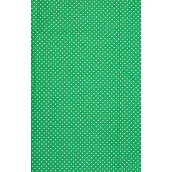Bavlněná česká látka šíře 160cm - bílý puntík 2mm na zelené (50cm)