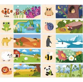 Viga Dřevěné puzzle zvířecí domovy