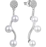 MOISS Elegantní stříbrné náušnice se zirkony a syntetickými perlami E0003098 + 2 měsíce na vrácení zboží