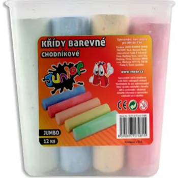 Výtvarná sada IMPAP Křídy barevné chodníkové v PVC boxu, 10,5 x 2,5 cm, 12 ks