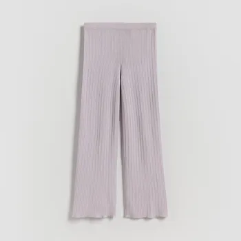 Dívčí svetr Reserved - Žerzejové kalhoty z viskózové směsi - levandulová - 264DB-04X - 264DB-04X-122