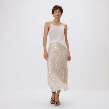 Dámská sukně Reserved - Flitrová midi sukně - tělová - 501HD-02X - 501HD-02X-L