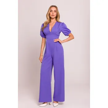 Dámský kostýmek Elegantní společenský overal MOE M852 světle fialový EU velikost: M