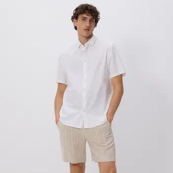 Pánské kalhoty Reserved - Kraťasy regular s&nbsp;příměsí lnu - béžová - 9327N-08P - 9327N-08P-L