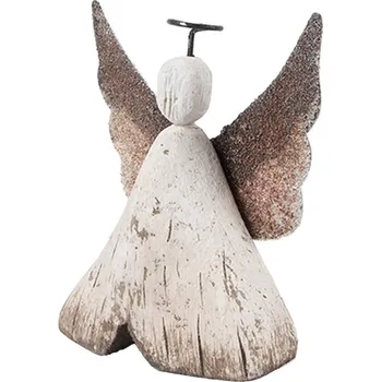 Clayre & Eef Dekorace dřevěná figurka anděl Angel Rustic S - 8*3*9 cm
