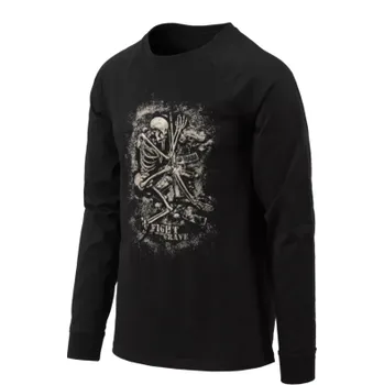 Pánské tričko Tričko s dlouhým rukávem Fight to the grave, Helikon, Černé, 3XL
