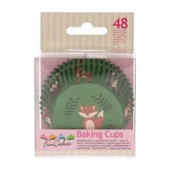 Jedlá dekorace na dort Papírový košíček 48ks Liška - FunCakes
