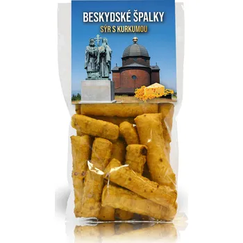 Dětská výživa Selllot, s.r.o., K Hájům 34, 155 00 Praha 5 - Vyrobeno v ČR Beskydské špalky (Radhošť) - sýrové tyčinky s kurkumou - 100g