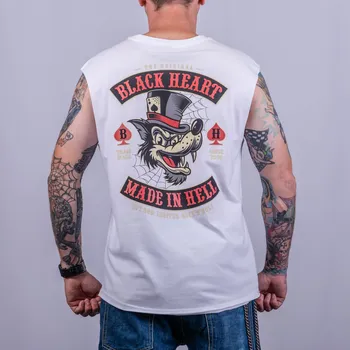 Pánské tílko Triko bez Rukávu BLACK HEART LONE WOLF WHT Barva: Bílá, Velikost: M