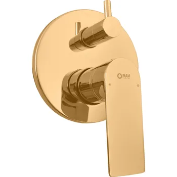 Vodovodní baterie NIL - Vanová/Sprchová baterie podomítková 2-cestná s tělesem, Zlatá - lesklá NL185Z, RAV Slezák