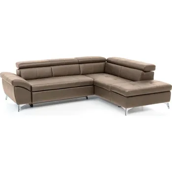 Sedací souprava Rozkládací kožená rohová sedací souprava do L SALERNO II pravá hnědá