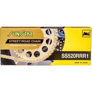 Řetězová sada pro motocykl řetěz 520RRR1, SUNSTAR (x-kroužek, barva zlatá, 116 článků)