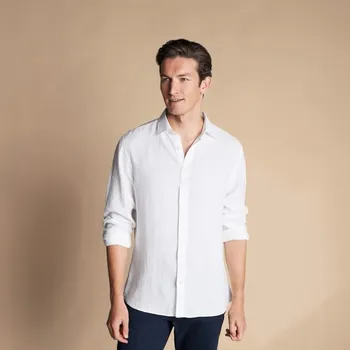 Pánská košile Charles Tyrwhitt Pure Linen Shirt — White
