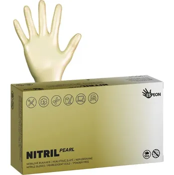 Rukavice na úklid ESPEON Nitrilové rukavice bez pudru, zlaté - 100 ks Velikost: M