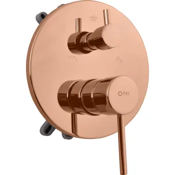 Vodovodní baterie SEINA - Vanová/Sprchová baterie podomítková 2-cestná s tělesem a s boxem, Zlatá růžová - lesklá SE985BOXZRL, RAV Slezák