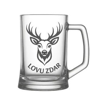 Sklenice Půllitr s pískovaným motivem "Lovu zdar" (Půllitr pro myslivce s pískovaným motivem, skleněný)