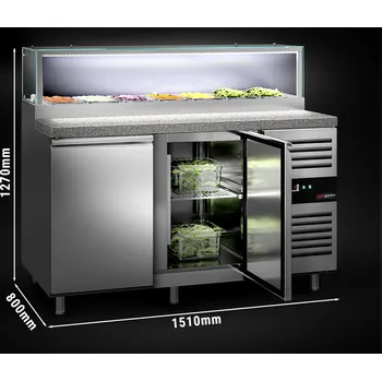 Příprava pizzy G.Gastro Saladette PREMIUM - 1,50 m - se 2 dveřmi - pro 7x GN 1/3