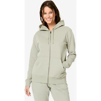 Dámská mikina DOMYOS Dámská fitness mikina na zip z meltonu 2XL ZELENÁ