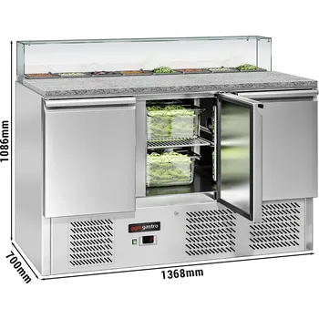 Pizza kámen G.Gastro Saladette ECO - 1,36 x 0,7 m - se 3 dveřmi