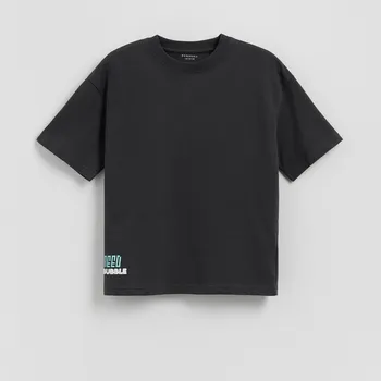 Chlapecké tričko Reserved - Bavlněné tričko s potiskem - tmavě šedá - 009FH-90X - 009FH-90X-U15