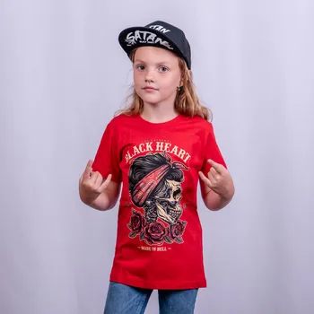 Chlapecké oblečení Dětské Triko BLACK HEART PIN UP RED KID Barva: Černá, Velikost: 3-4-R