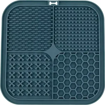 Miska pro psa Čtvercová lízací podložka pro psy a kočky 20cm - benzínová modrá