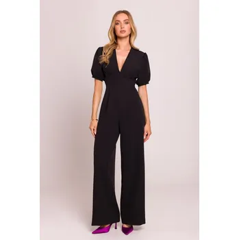 Dámský kostýmek Elegantní společenský overal MOE M852 černý EU velikost: XXL