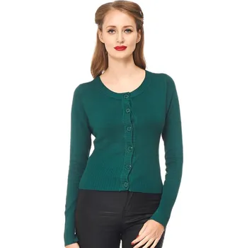 Dámský svetr Banned Retro krátký kardigan Dolly - Forest Green Velikost: XL (UK 16)