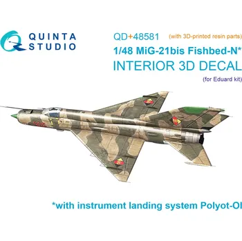 Plastikový model Quinta studio 1/48 MiG-21bis late Fishbed-N 3D-Print.&col.inter.