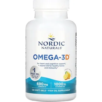 Fitness strava Nordic Naturals Omega-3D - 690mg Citrón - 120 softgels