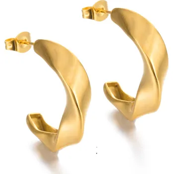 Náušnice Pozlacené ocelové náušnice se zakřivením - Meucci DE560