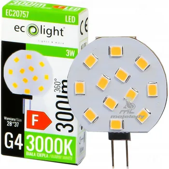Žárovka LED žárovka G4 3W 12V AC DC SMD mini teplá bílá 12 LED 300Lm