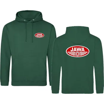 Pánská mikina Pánská mikina s kapucí a motivem Jawa - Zelená - Velikost XL