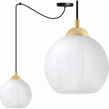 ZÁVĚSNÉ STROPNÍ SVÍTIDLO LUSTR PAVOUK ČERNO-ZLATÝ LOFT BÍLÁ SKLENĚNÁ KOULE