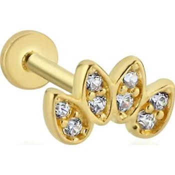 Piercing Lillian Vassago Originální zlatý piercing labreta zdobená zirkony LLV92-GPI018LB