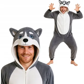 Karnevalový kostým Pyžamo Overal Kigurumi Kostým Šedý Husky Velikost M: 155 - 165 cm