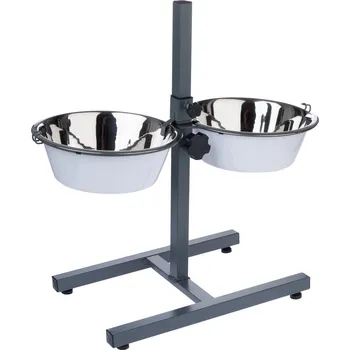 Miska pro psa TIAKI dvojitá miska s nastavitelným stojanem 2x875ml, 17cm miska pro psy černá