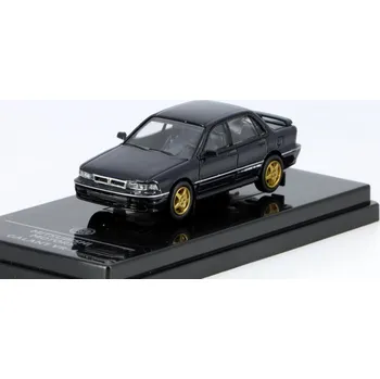 autíčko Mitsubishi Galant VR-4 1988 tmavě modrá + zlatá kola RHD Pravostranné Řízení 1:64 - PARAGON Models Mitsubishi Galant VR4 1988 - kovový model auta 1/64
