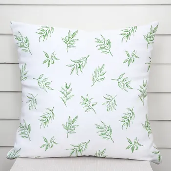 Povlak na polštářek Dekorační povlak na polštář TF-113 Zelené olivové větvičky na bílém 30 x 50 cm