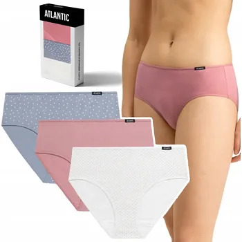 Kalhotky ATLANTIC 3LP-211 Dámské bavlněné kalhotky kalhotky 3-BALENÍ - XL