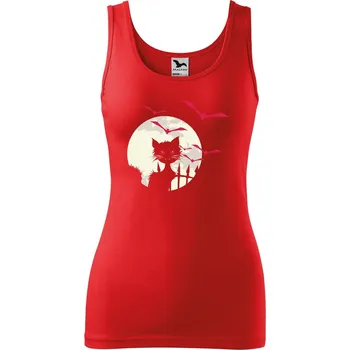 Dámské tílko s potiskem Kočka a netopýři Velikost: M, Barva: Červená