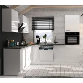 Kuchyňská linka Kuchyňská linka LARA bílý lesk, rohová sestava G, 210 x 260 cm