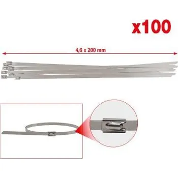 Nářadí pro automobil KS Tools Stahovací pásek s kulatým uzávěrem, jakostní ocel, 4,6x200 mm, 100 ks 115.1591