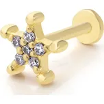 Lillian Vassago Zlatý piercing labreta hvězda zdobená zirkony LLV92-GPI072LB